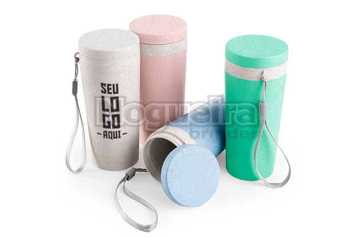 Copo Fibra de Bambu com Alça Personalizado