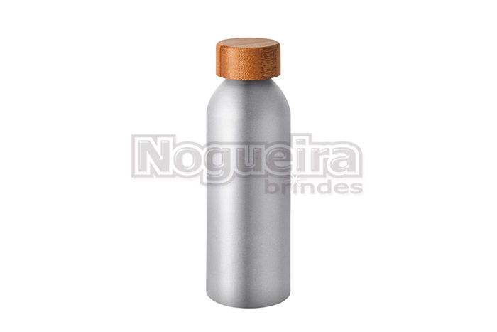 Squeeze Alumínio 550ml com Tampa Bambu Personalizado