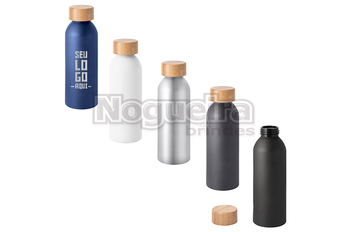 Squeeze Alumínio 550ml com Tampa Bambu Personalizado
