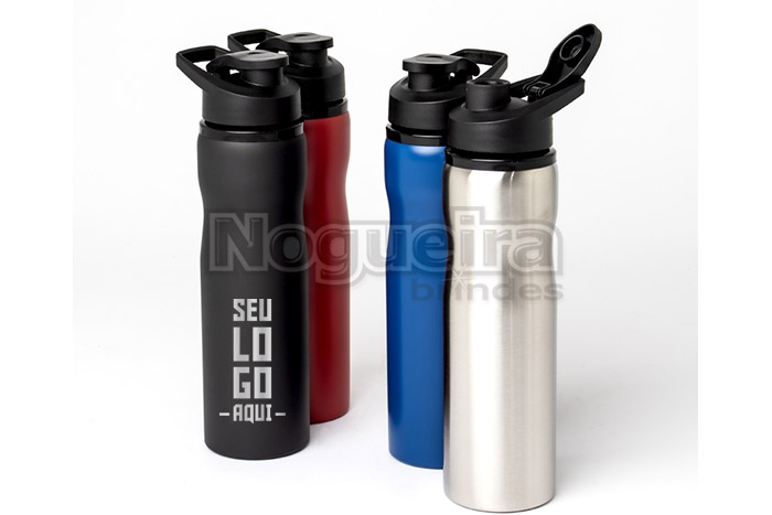 Squeeze Inox 750ml com Bocal Protegido e Alça Personalizado