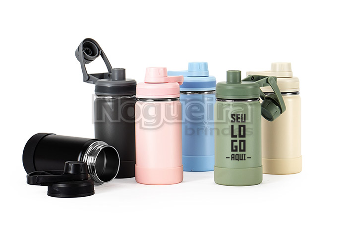 Garrafa Térmica Inox 350 ml com Base em Silicone Personalizada   