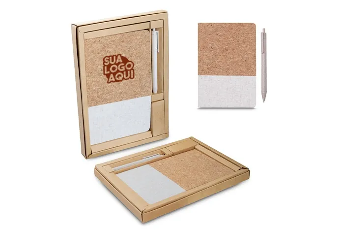  Kit Caderno e Caneta Reciclável Personalizado