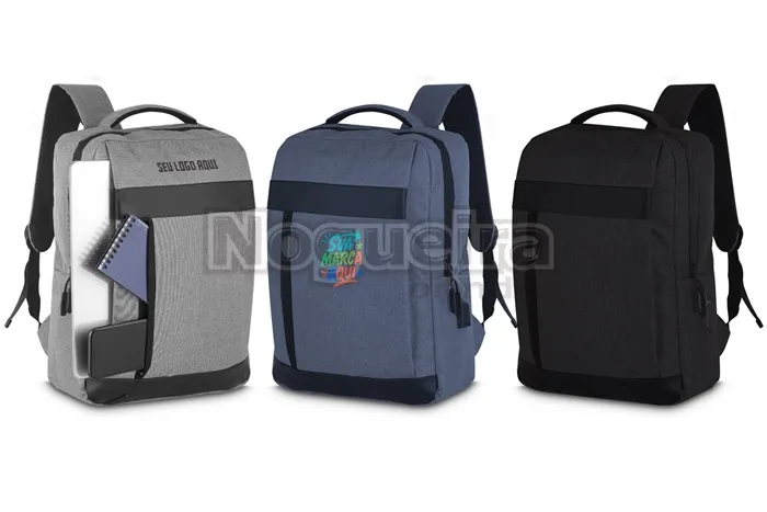 Mochila com Saída USB e Compartimento Laptop Personalizada