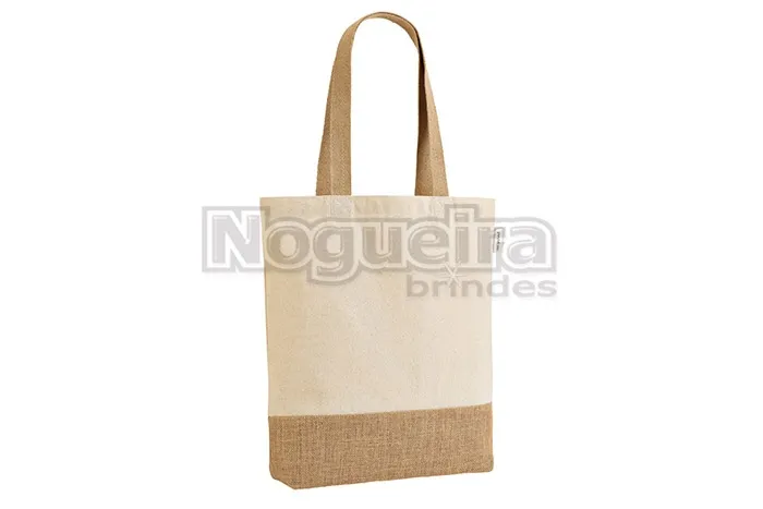 Sacola de Algodão com Detalhes em Juta Personalizada