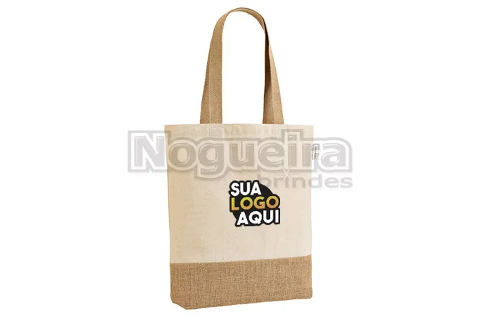 Sacola de Algodão com Detalhes em Juta Personalizada