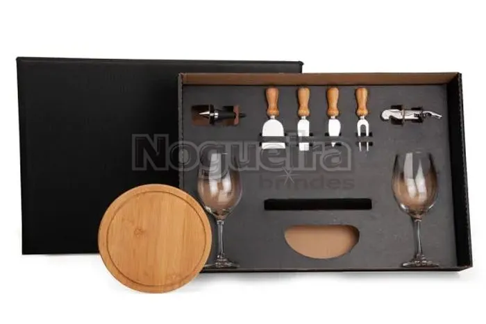 Kit Queijo e Vinho 9 Peças Personalizado 