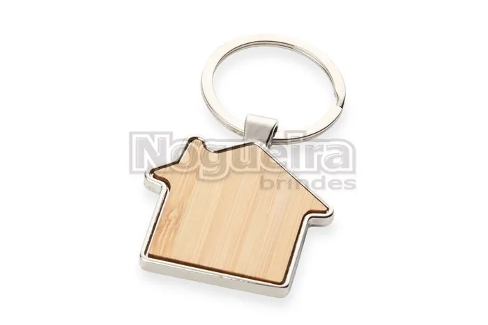 Chaveiro Casa em Metal e Bambu Personalizado
