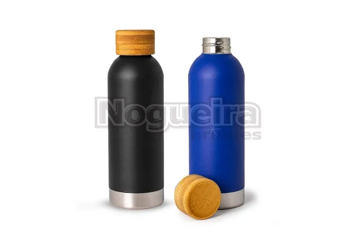 Garrafa Térmica com Tampa de Bambu Personalizada