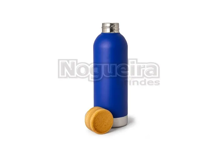 Garrafa Térmica com Tampa de Bambu Personalizada